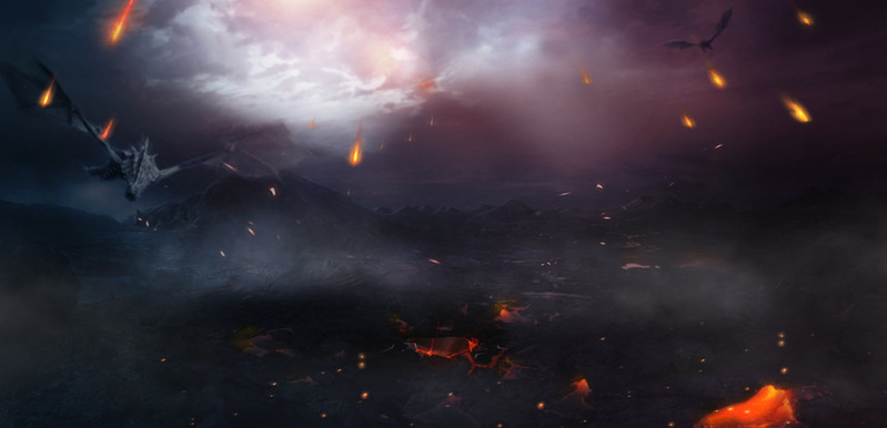 魔幻风黑色大地陨石高清PNG透明背景海报banner设计素材下载