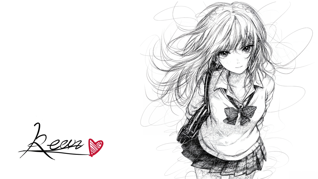 4K高清,长发蝴蝶结女孩铅笔画动漫壁纸3840x2160下载 4K高清,长发蝴蝶结女孩铅笔画动漫壁纸3840x2160下载