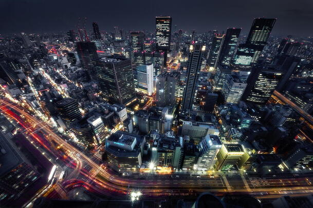 高清透明背景城市夜景摄影PNG素材，俯瞰灯火璀璨设计必备下载