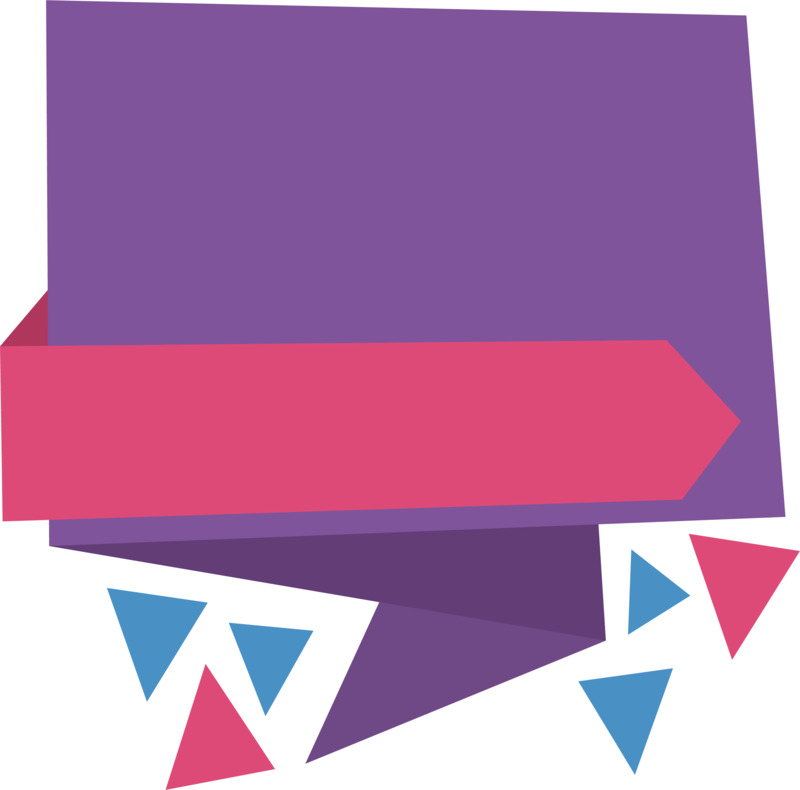 高清透明PNG几何漂浮元素，三角碎片彩带标题框设计素材下载