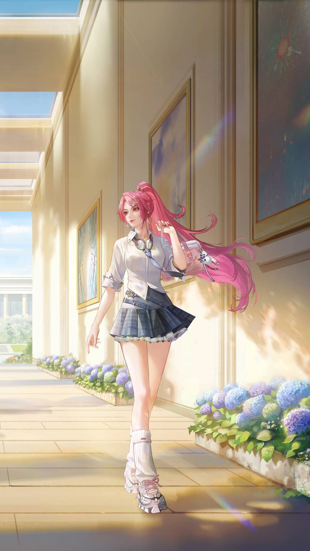 王者荣耀闪光计划,走廊粉色长发佳人4K竖屏高清手机壁纸2160x3840下载 王者荣耀闪光计划,走廊粉色长发佳人4K竖屏高清手机壁纸2160x3840下载