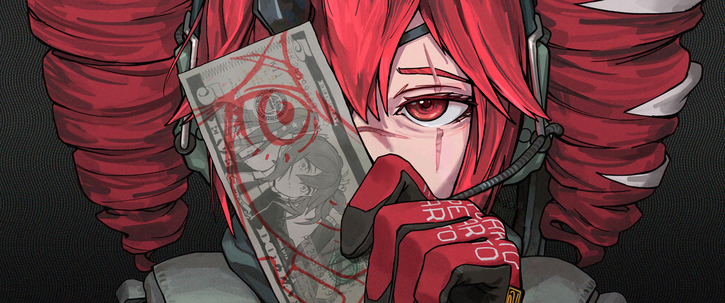 4K高清3440x1440带鱼屏，红发个性女孩配红眸动漫壁纸下载