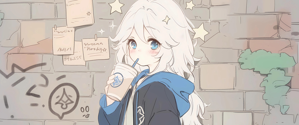 4K高清3440x1440带鱼屏壁纸，动漫女孩与奶茶主题背景墙下载