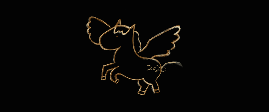 2026年金马新年黑色背景烟花3440x1440超清带鱼屏壁纸下载