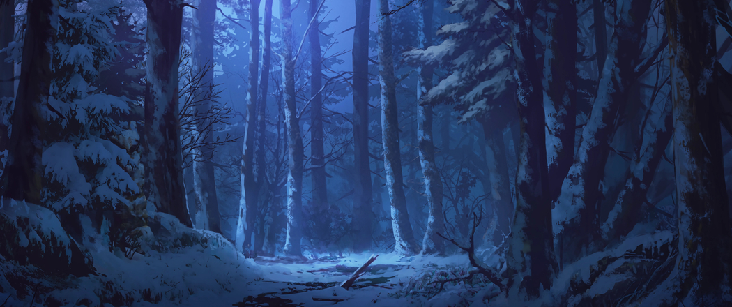 冬夜森林雪景,月光下的3440x1440带鱼屏4K高清树木壁纸下载 冬夜森林雪景,月光下的3440x1440带鱼屏4K高清树木壁纸下载