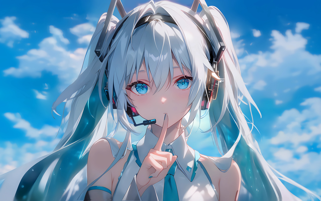 初音未来蓝天之下静谧嘘手势 4K超清动漫壁纸3840x2400下载 初音未来蓝天之下静谧嘘手势 4K超清动漫壁纸3840x2400下载