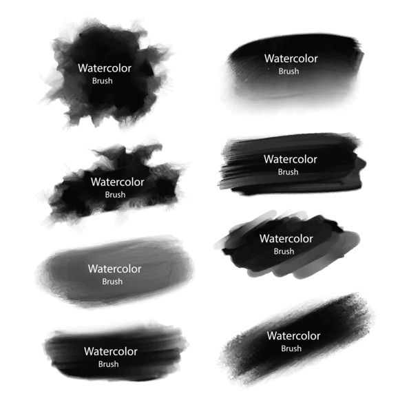 高清透明时尚墨迹笔刷矢量设计素材，装饰元素笔触PNG图片一键下载