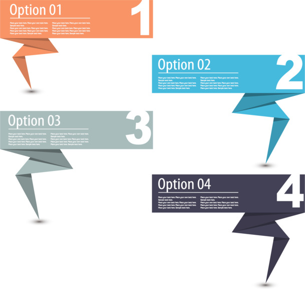 高清透明四色丝带PNG素材，PPT装饰设计元素图片下载
