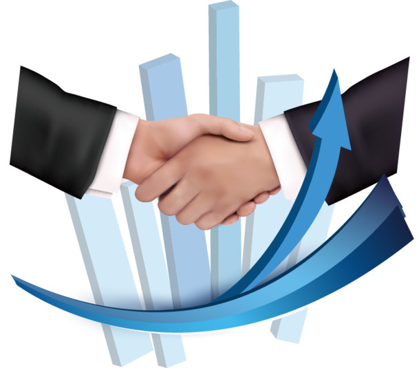 高清透明蓝色箭头商务合作矢量素材，PPT装饰设计PNG图片下载