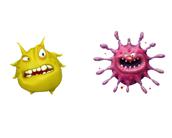 可爱卡通细菌模型高清透明PNG装饰图案设计素材下载