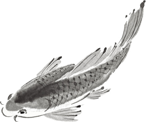 高清透明PNG水墨鲤鱼装饰元素设计素材下载