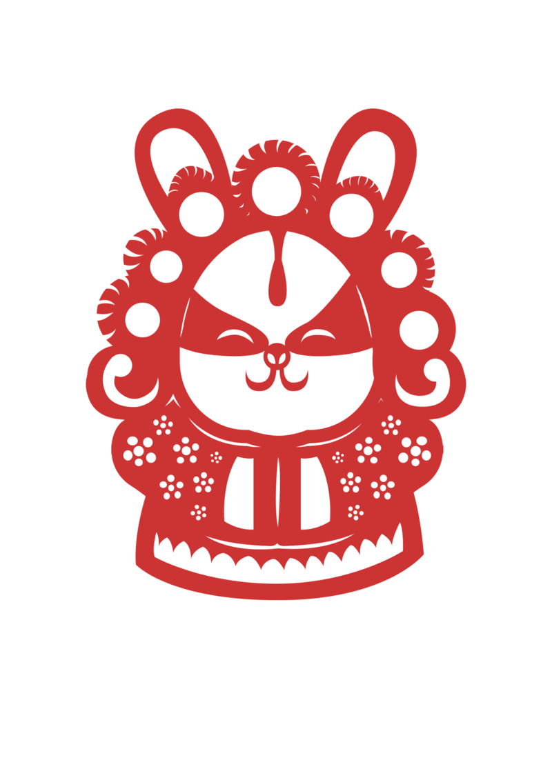 北京兔儿爷剪纸，高清透明PNG装饰动物设计素材免费下载