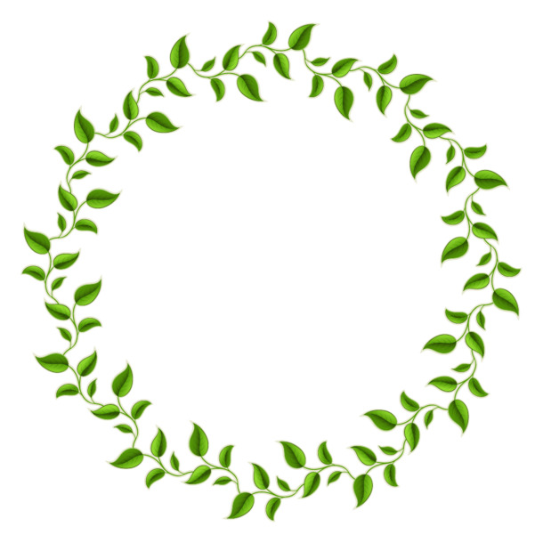 高清透明绿色树叶圆圈装饰PNG图片，设计素材花纹元素下载