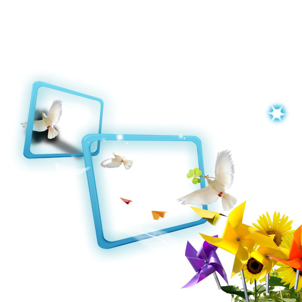 高清透明鸽子风车动物装饰元素PSD设计素材PNG图片下载