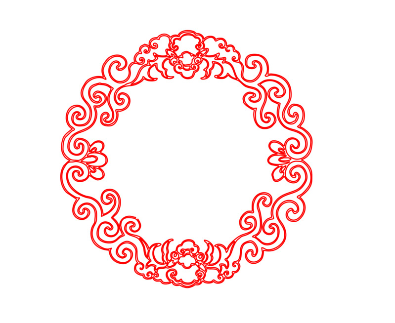 高清透明古典中式圆形花纹边框PNG装饰设计素材下载