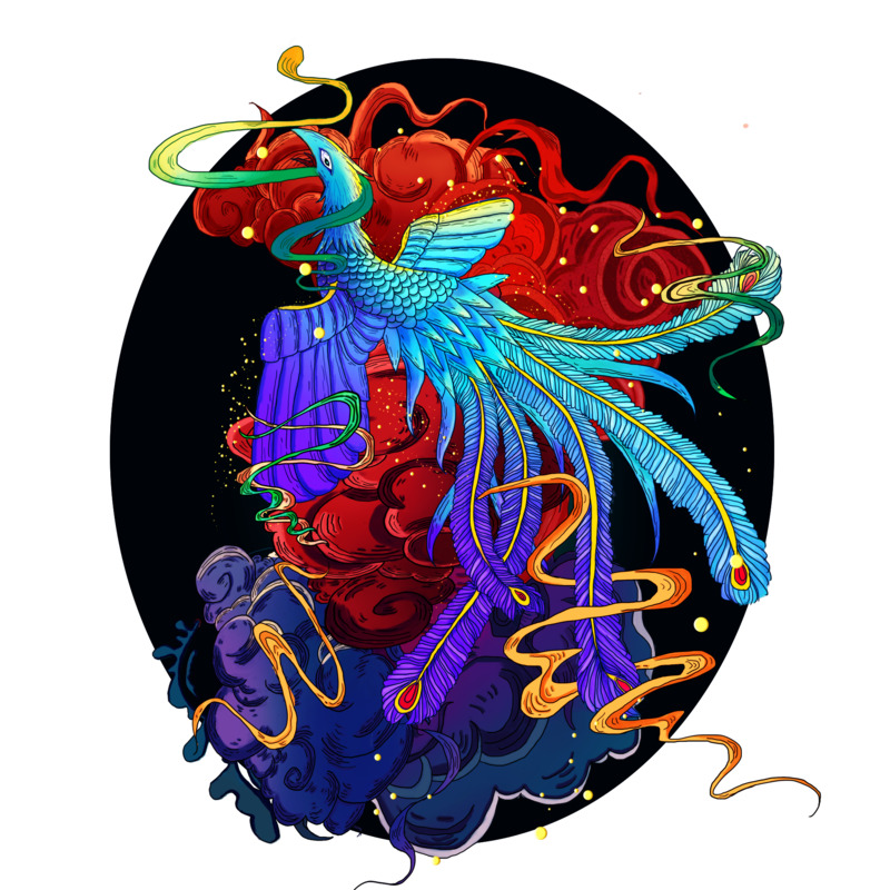 国潮风凤凰展翅高清透明PNG装饰素材·中国风设计图片下载