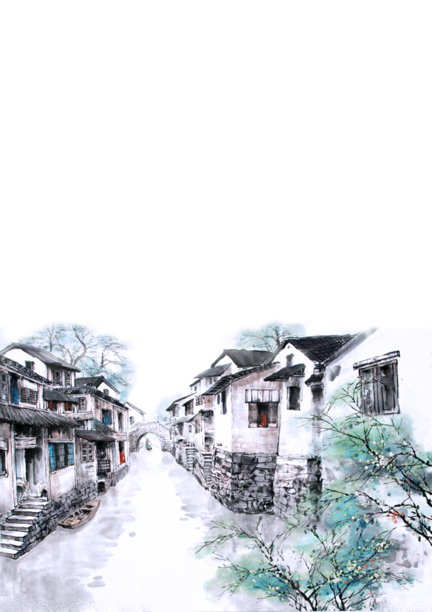 江南水乡浪漫清新旅游路线宣传，中国风高清透明PNG装饰素材下载