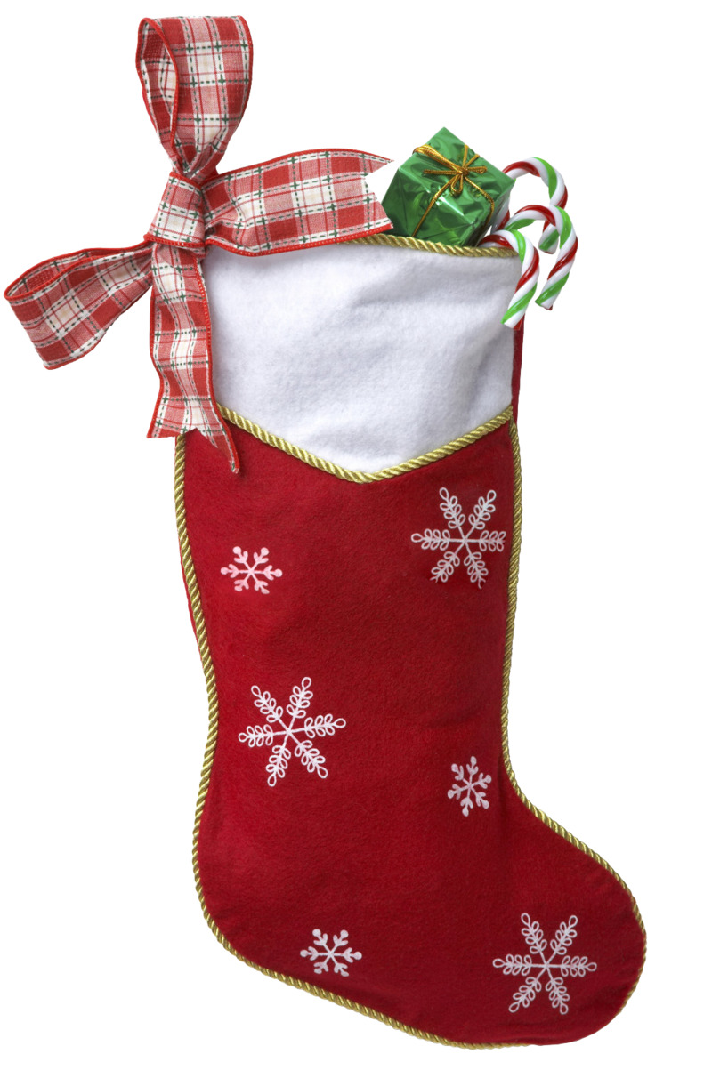 圣诞节高清透明PNG设计素材，带礼物的圣诞袜节日元素图片下载