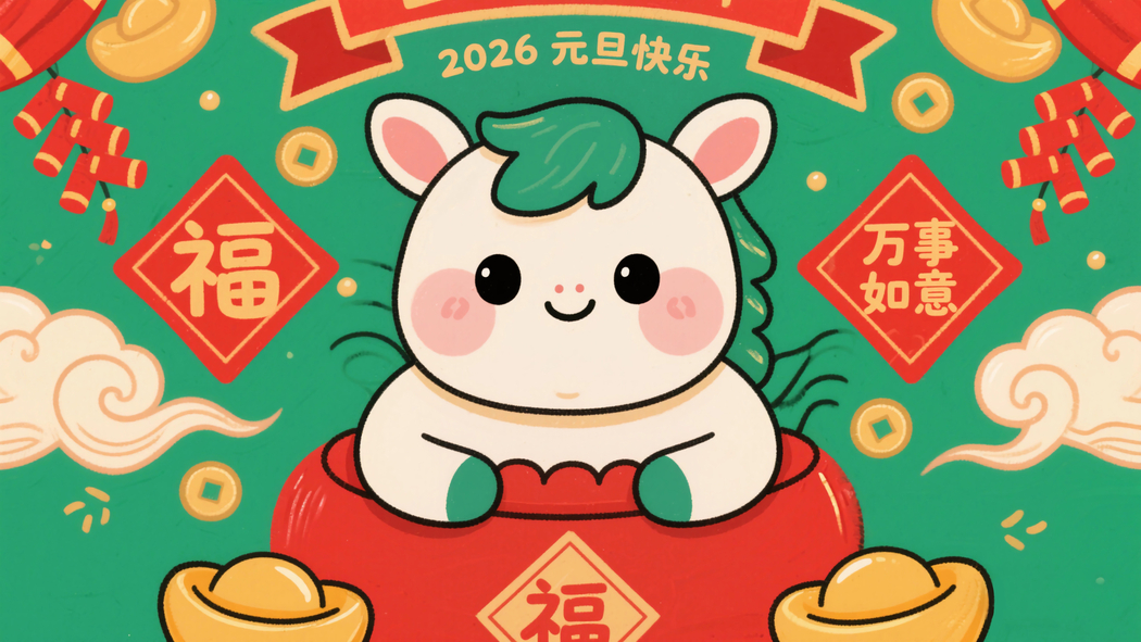 2026元旦喜庆,可爱小马配福字4K高清壁纸3840x2160下载 2026元旦喜庆,可爱小马配福字4K高清壁纸3840x2160下载