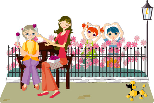 妇女节设计素材，孩子与母亲高清透明PNG图片及AI格式下载