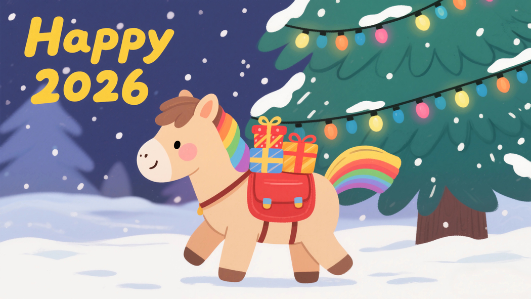 2026新年特献,可爱小马携礼,雪树相伴4K高清壁纸3840x2160下载 2026新年特献,可爱小马携礼,雪树相伴4K高清壁纸3840x2160下载