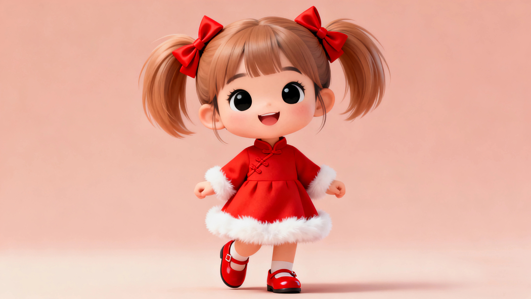 2026新年主题，开心小女孩配简约风4K高清壁纸3840x2160下载