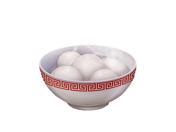 热腾腾汤圆高清PNG透明图，元旦春节元宵节日设计素材下载