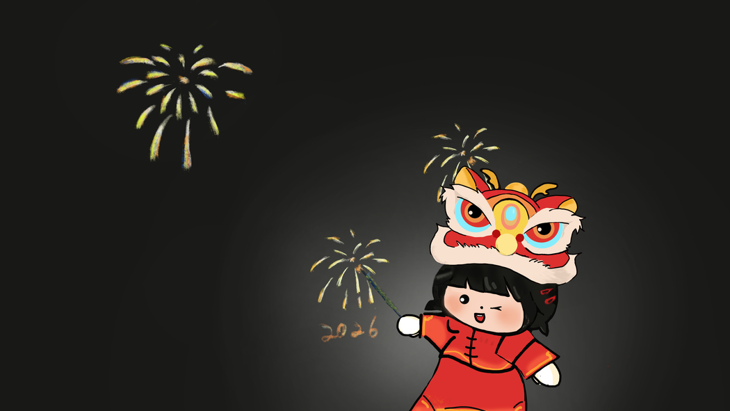 2026新年烟花盛景·忘忧草原创4K高清绘画壁纸3840x2160下载