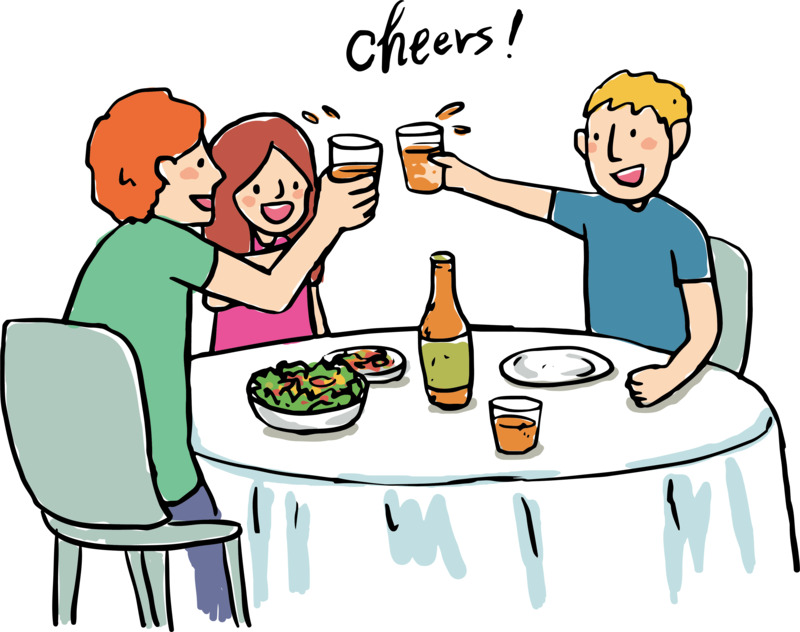 同学聚会用餐主题高清透明PNG手绘卡通设计素材下载
