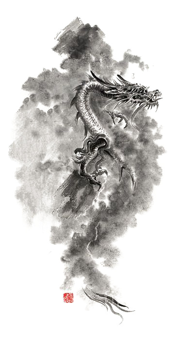 中国风水墨龙手绘卡通元素高清透明PNG图片设计素材免费下载