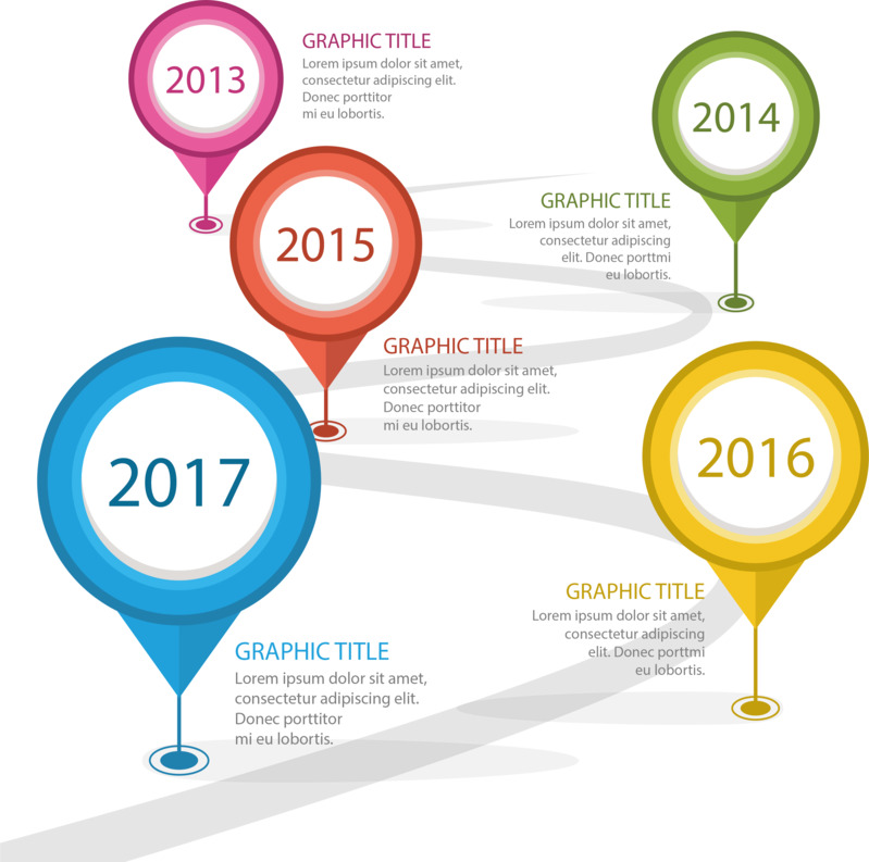 高清透明免扣！彩色定位符号时间轴PNG设计素材标签元素图片下载
