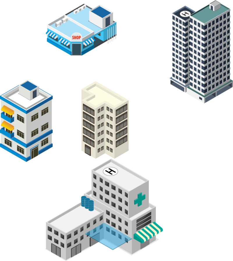 楼房俯视矢量高清PNG透明免扣设计素材图片下载