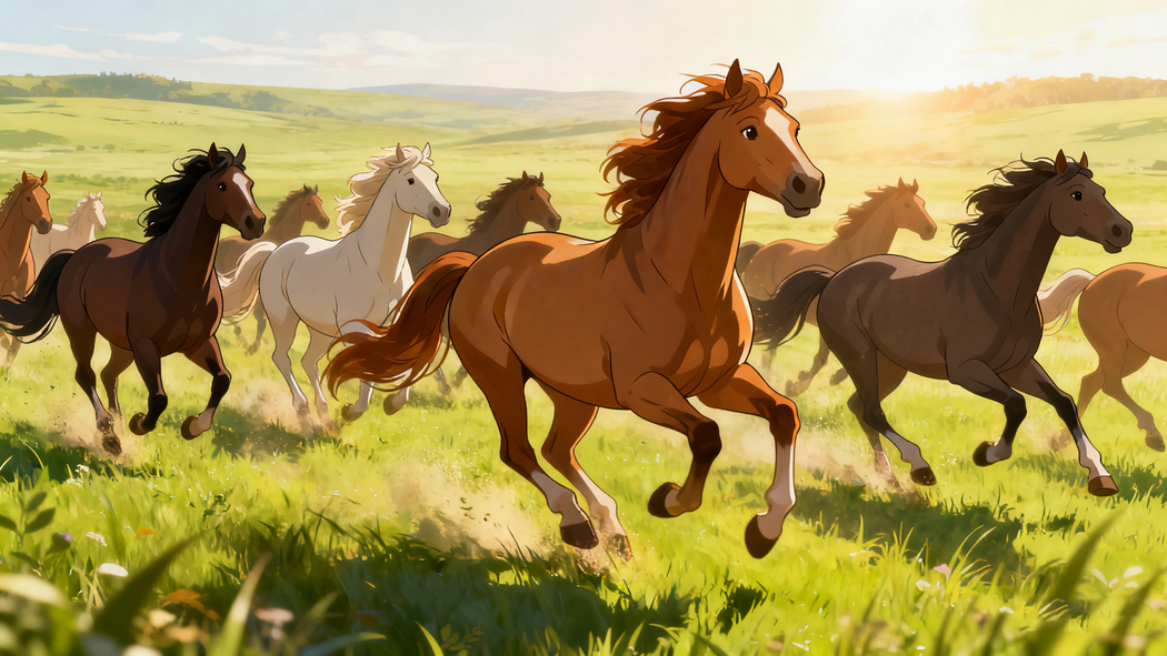 4K高清绿草地飞驰骏马动物壁纸 3840x2160超清下载