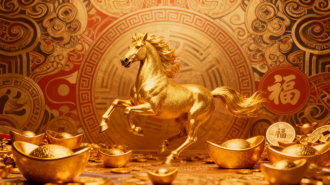 2026金马贺岁，元宝相伴 4K高清壁纸3840x2160福运下载
