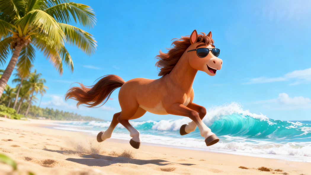 酷马海边沙滩畅快奔跑 4K超清3840x2160壁纸下载