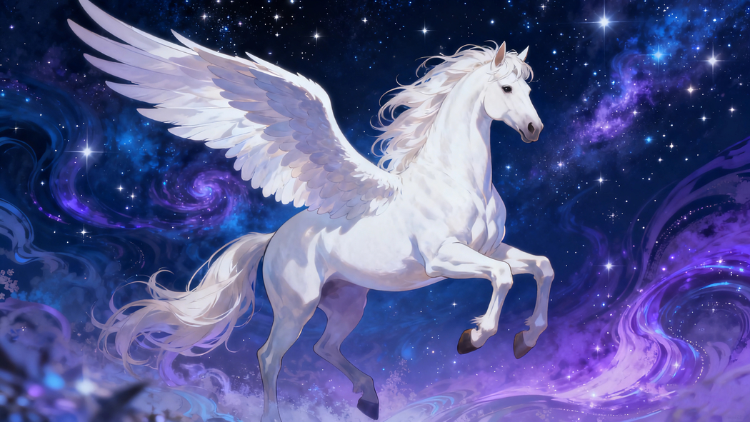 2026马年主题，白马飞马梦幻星空4K高清壁纸3840x2160下载