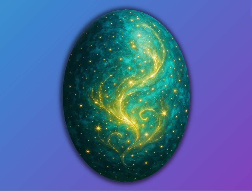 神秘鸡蛋插画背景色渐变代码素材