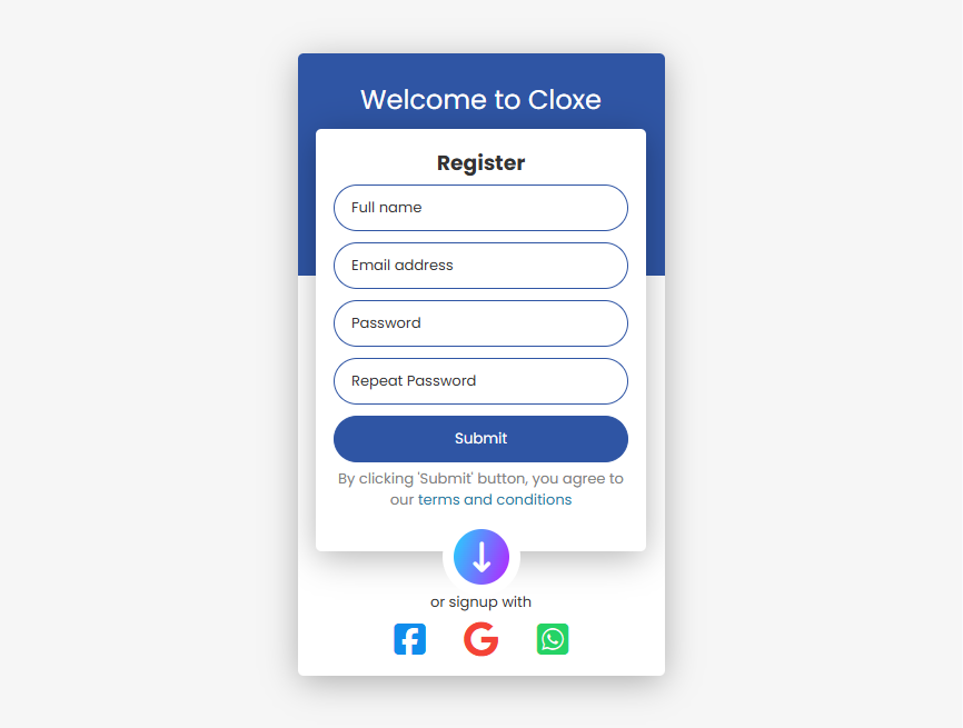 大气注册表单页面模板html登录下载
