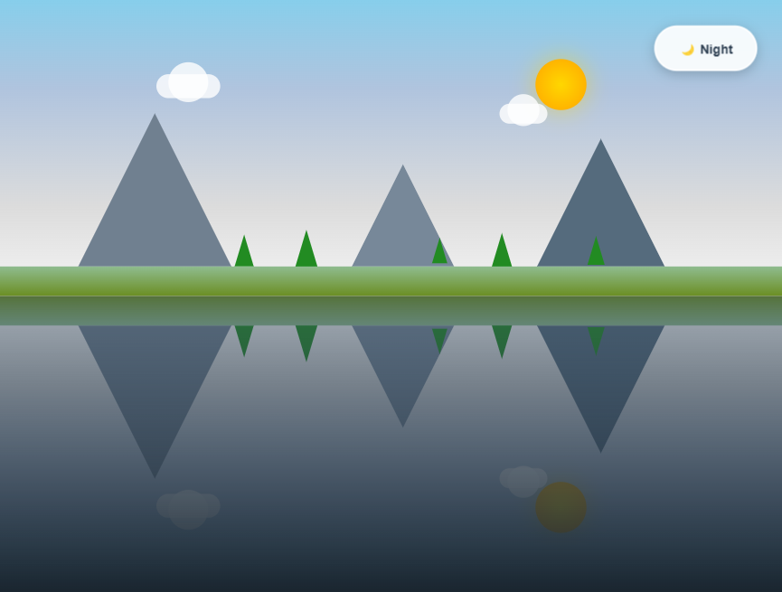 倒影风景明暗切换图片素材