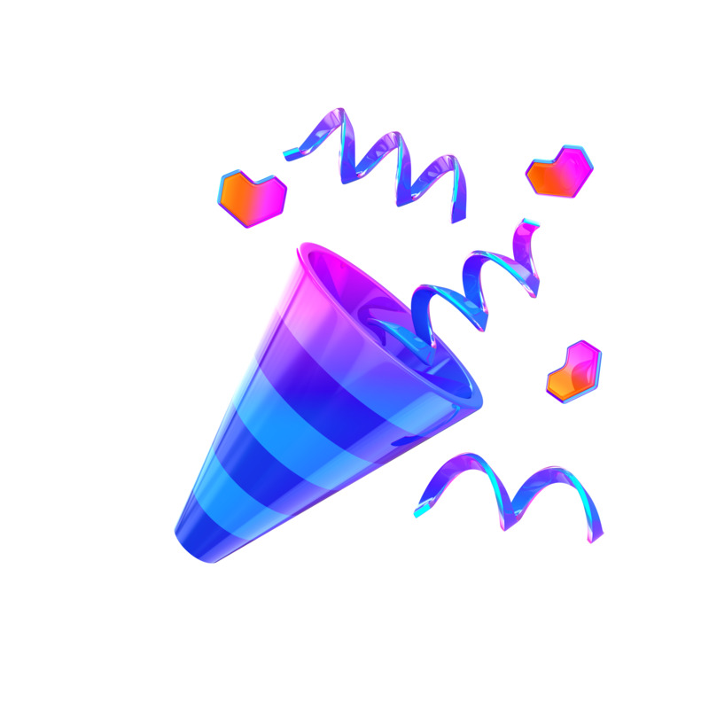 高清透明3D霓虹礼花PNG免扣设计素材下载