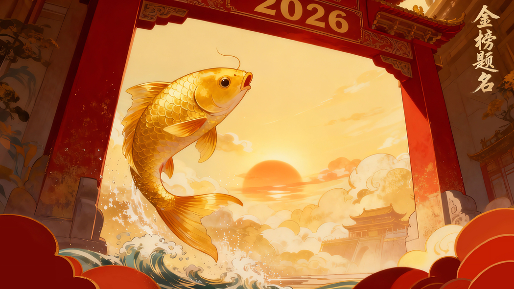 2026金榜题名主题 鲤鱼跃龙门超高清4K壁纸3840x2160下载