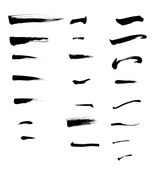 高清透明黑色长形毛笔笔触PNG装饰素材墨迹设计图片下载