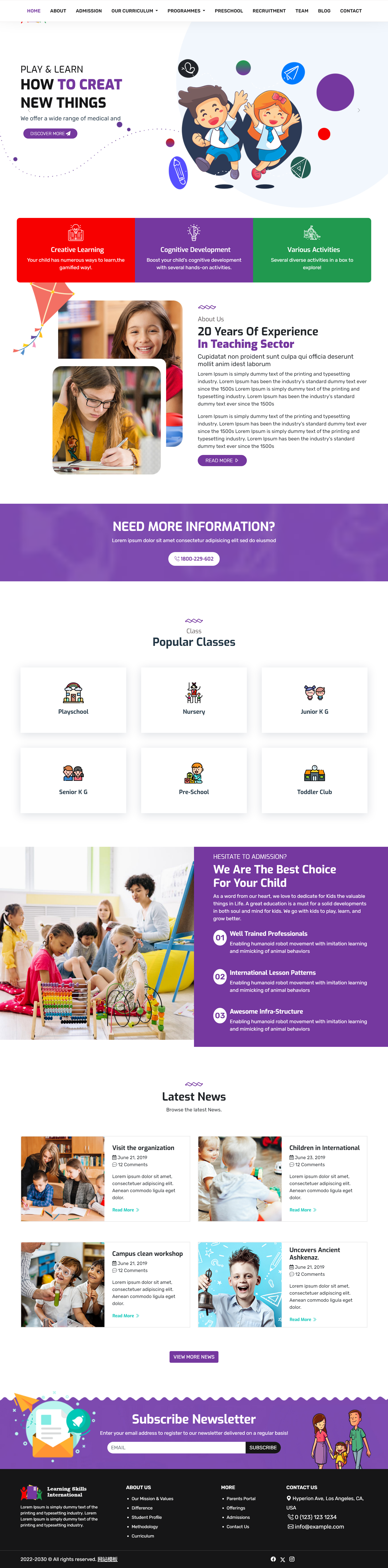 幼儿网上教育机构平台网页设计模板