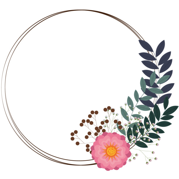 高清透明PNG花朵圆形边框装饰素材，设计元素边框图片下载集