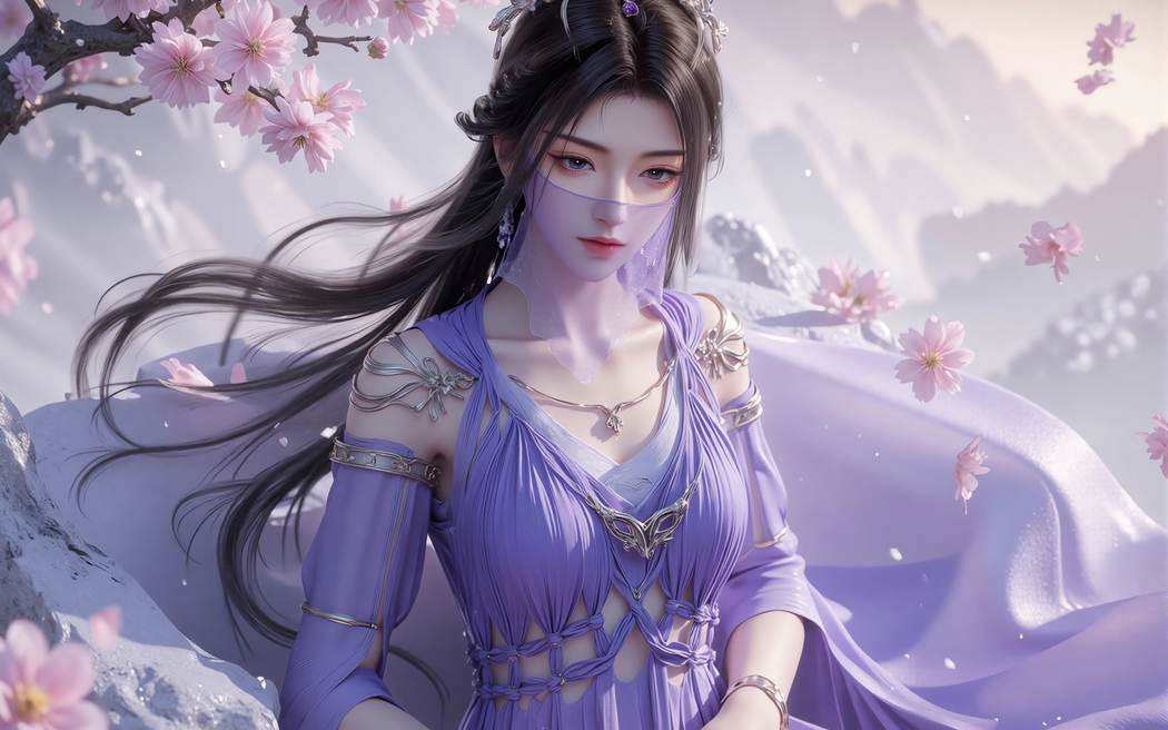 《凡人修仙传》紫灵仙子,紫色面纱映衬的唯美4K高清壁纸3840x2400下载 《凡人修仙传》紫灵仙子,紫色面纱映衬的唯美4K高清壁纸3840x2400下载