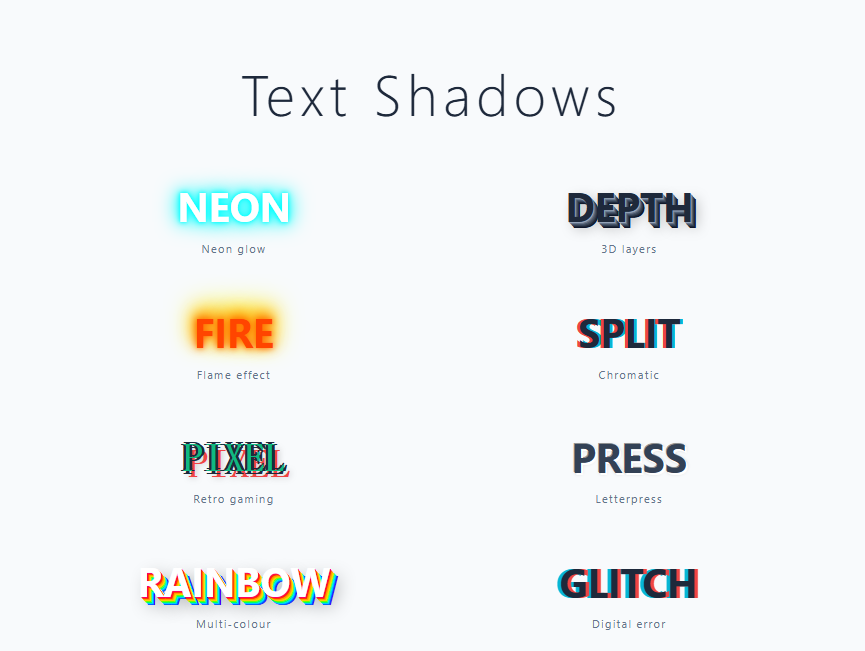 多样文字阴影样式css阴影效果代码