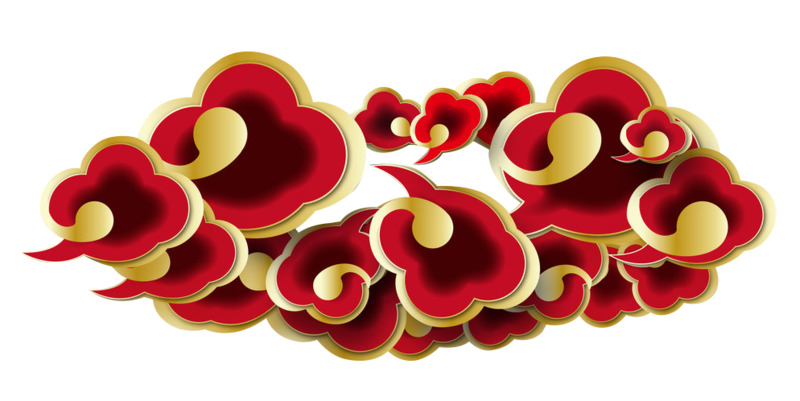 中式红色喜庆祥云高清透明PNG装饰花纹设计素材下载