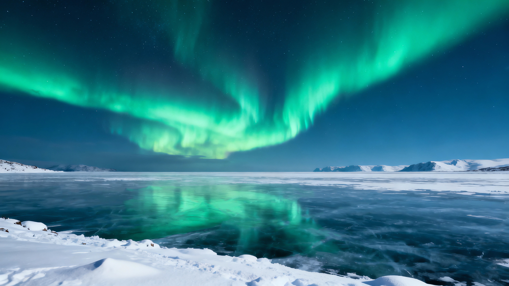 4K高清下载,3840x2160绿色极光映雪伴河流风景壁纸 4K高清下载,3840x2160绿色极光映雪伴河流风景壁纸