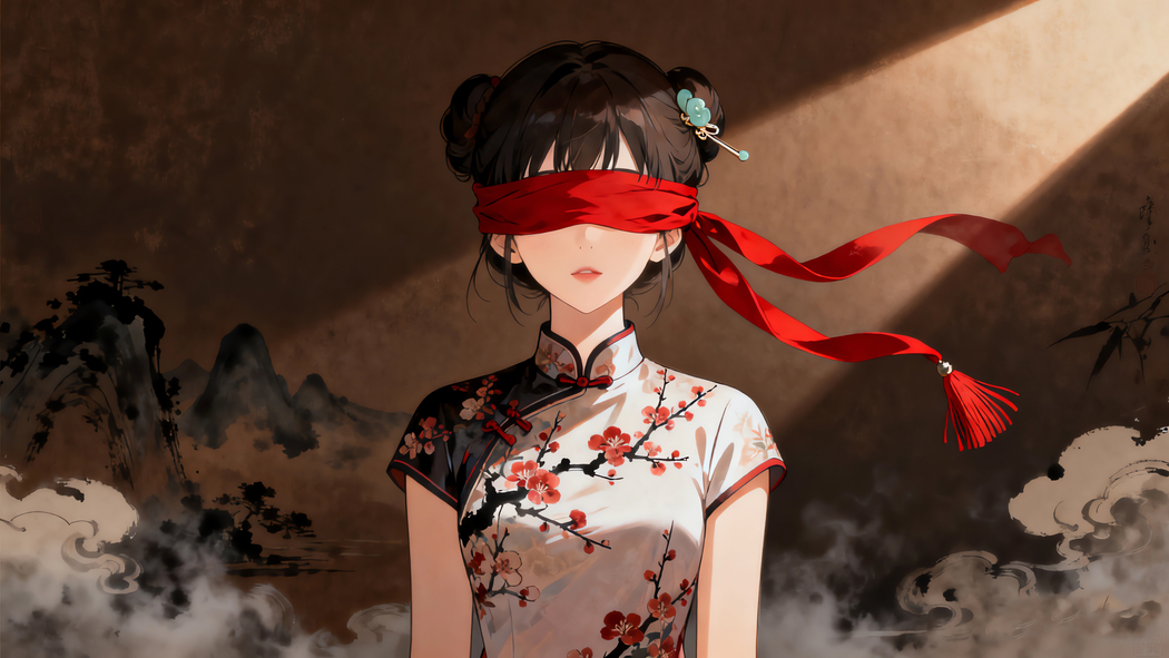 国风韵味,蒙眼旗袍美女的4K水墨光影动漫壁纸3840x2160高清下载 国风韵味,蒙眼旗袍美女的4K水墨光影动漫壁纸3840x2160高清下载
