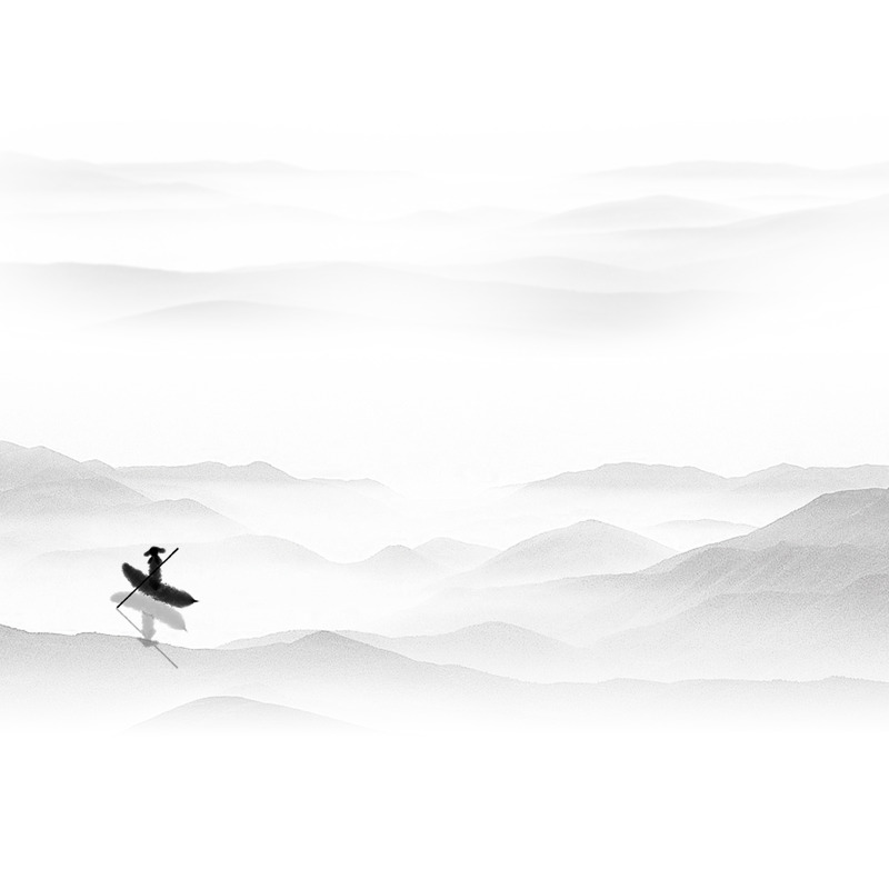 高清透明写意人物与泼墨山水画手绘卡通元素设计素材下载